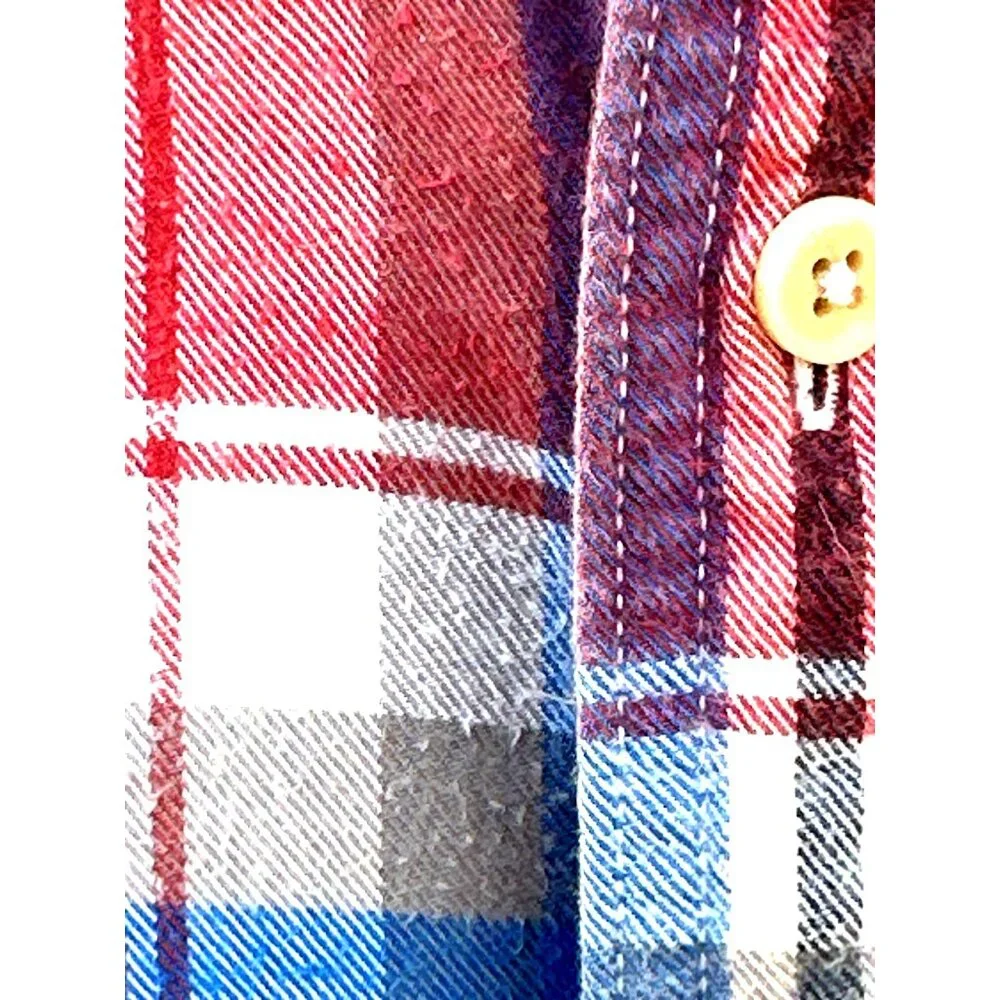 Abercrombie Fitch Mens Large Red Plaid Muscle Shirt Cotton Long Sleeve - Picture 7 of 12